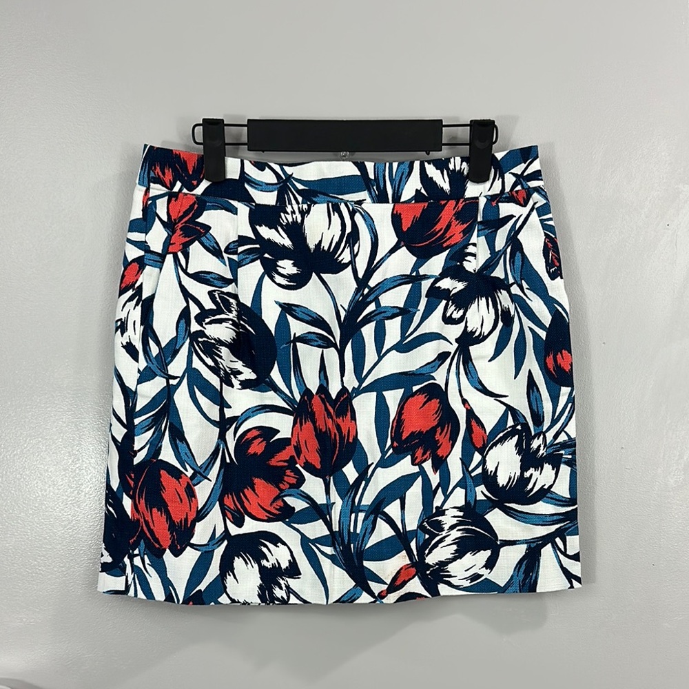 J. Crew Blue and Red Mini Pencil Skirt Resort Wear